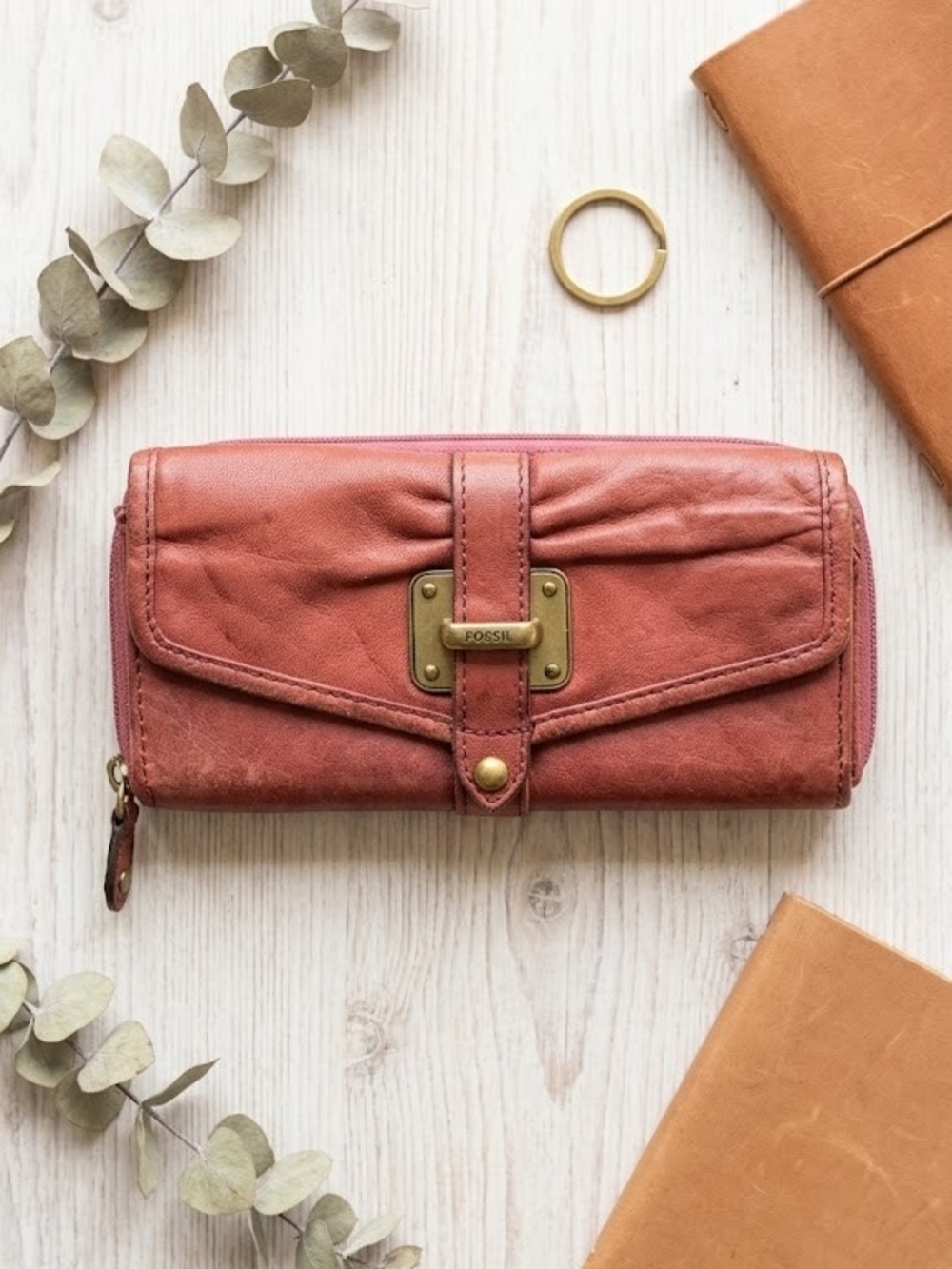 Fossil Vintage Leather Wallet Clutch Heritage Y2K Indie Sleeze